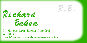 richard baksa business card